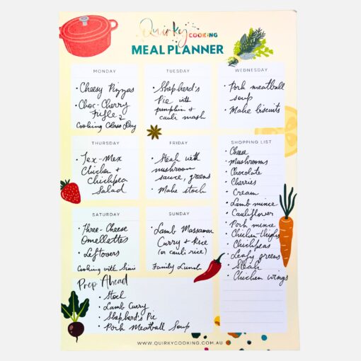 Quirky Cooking Weekly Meal Planner Notepad