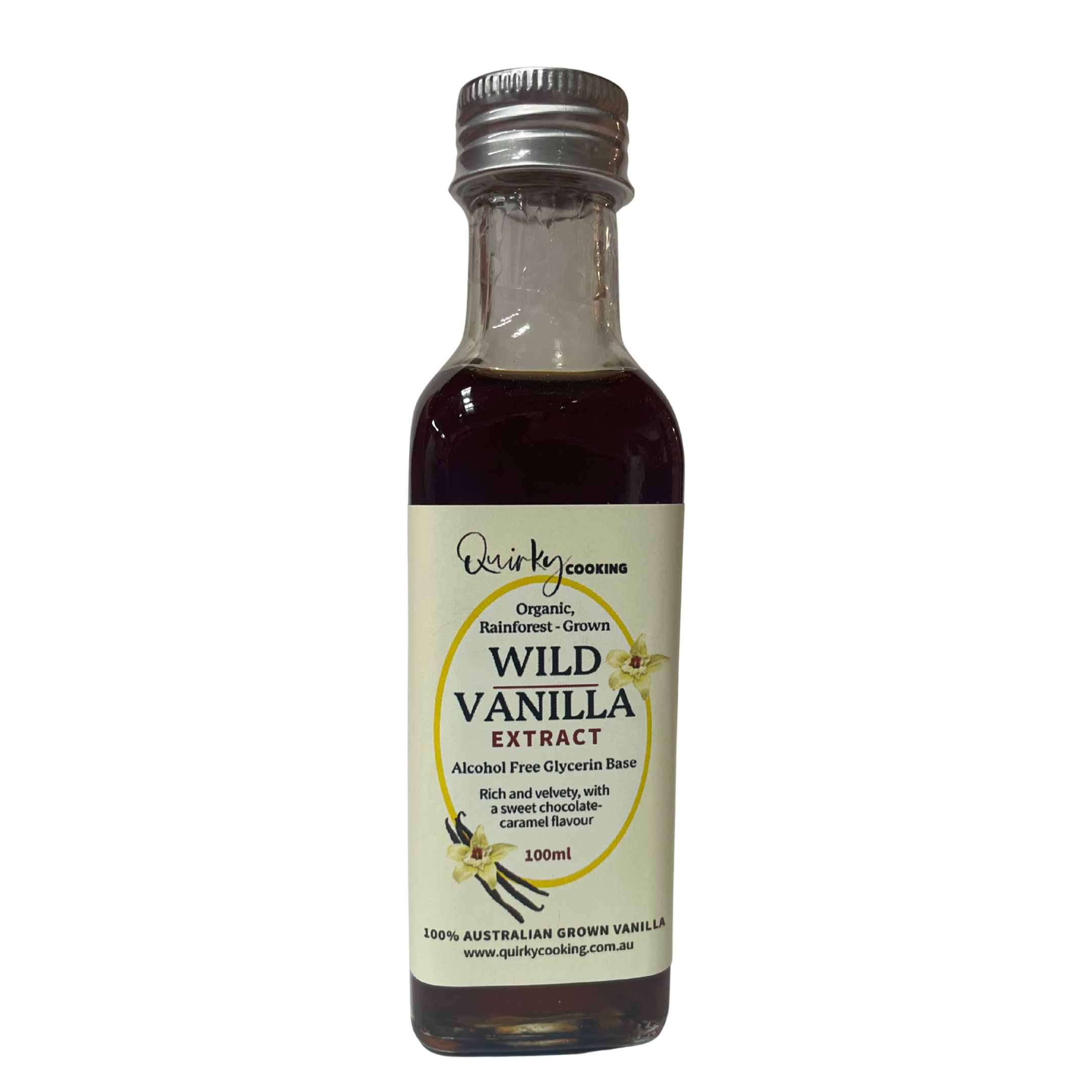 Quirky Cooking, Rainforest-Grown Wild Vanilla Extract, Alcohol Free (100ml)