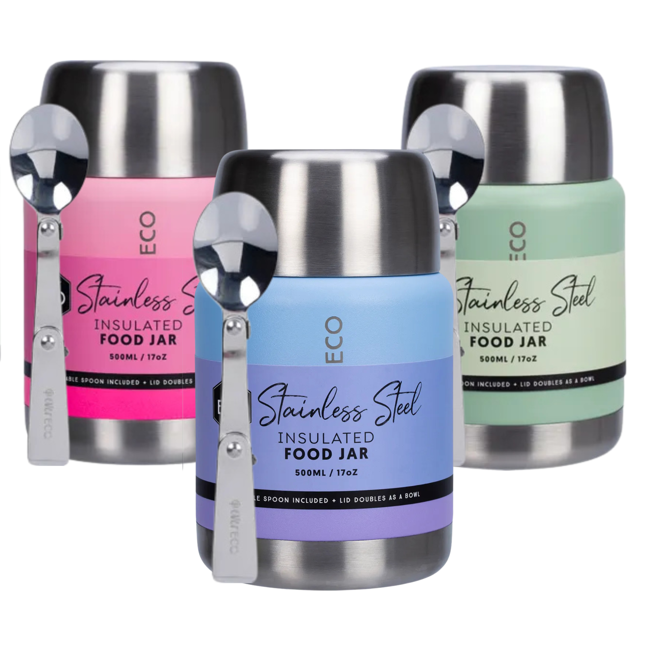 Ever Eco – Insulated Stainless Steel Food Jar with Foldable Spoon & Bowl, 500ml