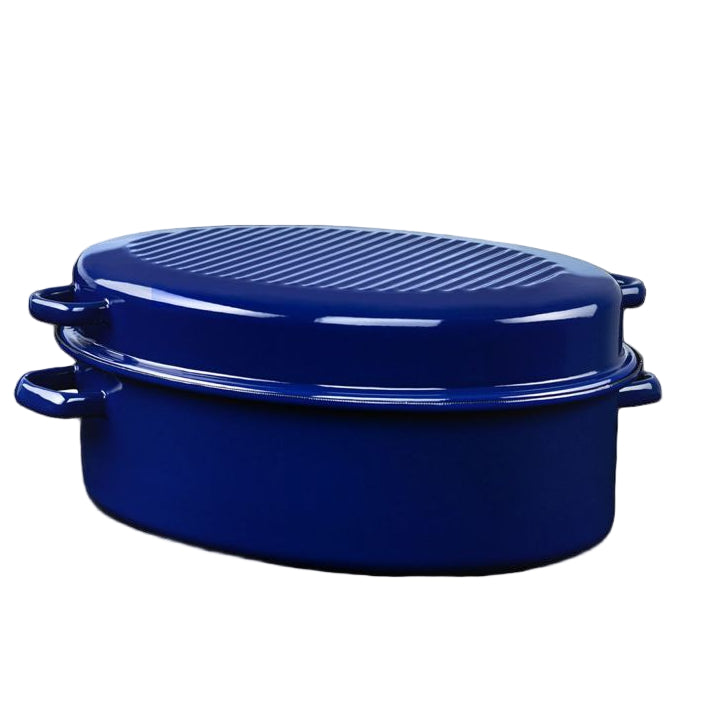 Riess Enamel Oval Goose Roaster with Lid - 38cm