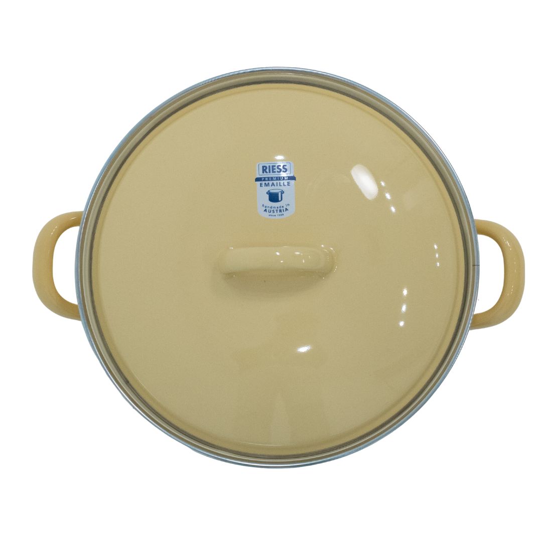 Riess Enamel Casserole with Lid, Pastel Range - Yellow - 2L, 20cm