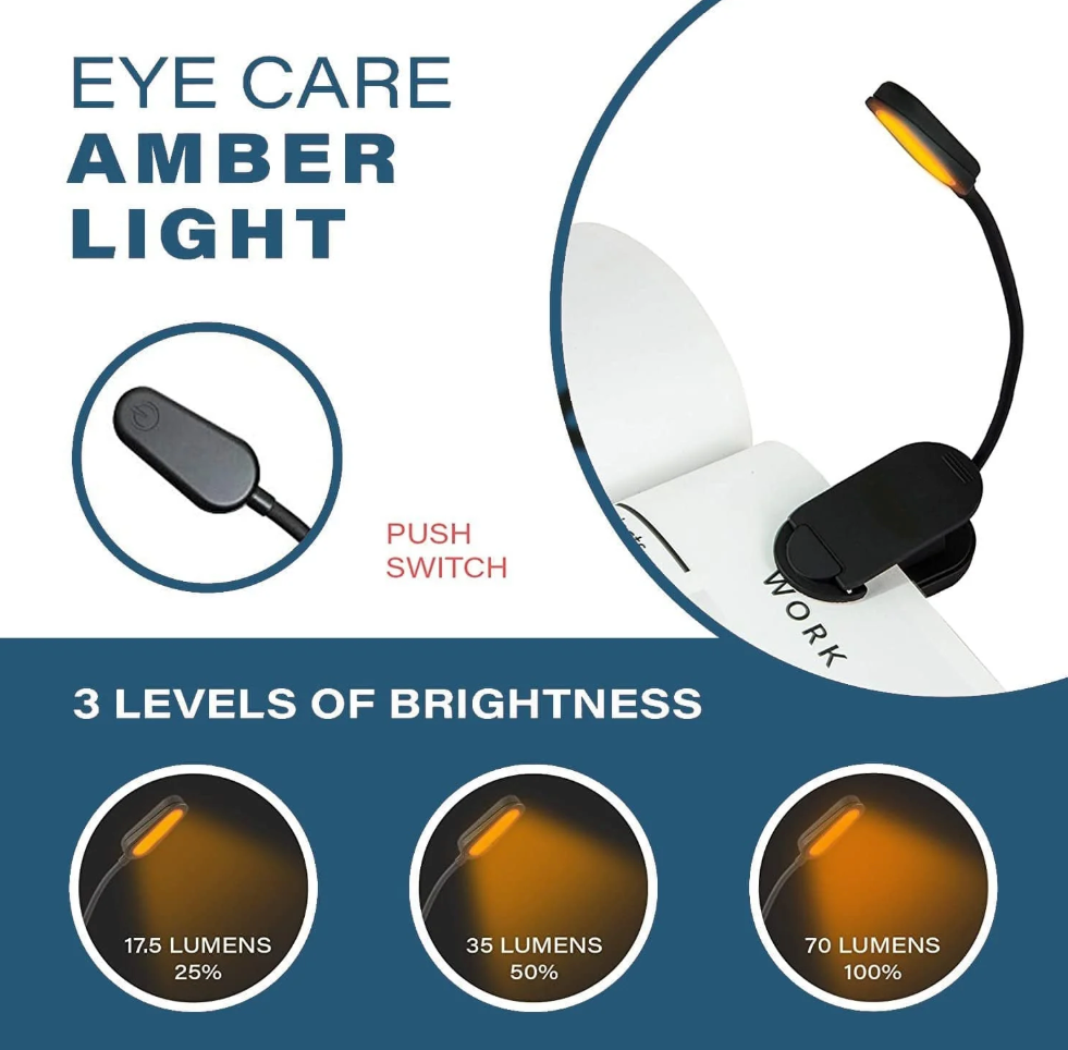 NoBlue Amber Book Light