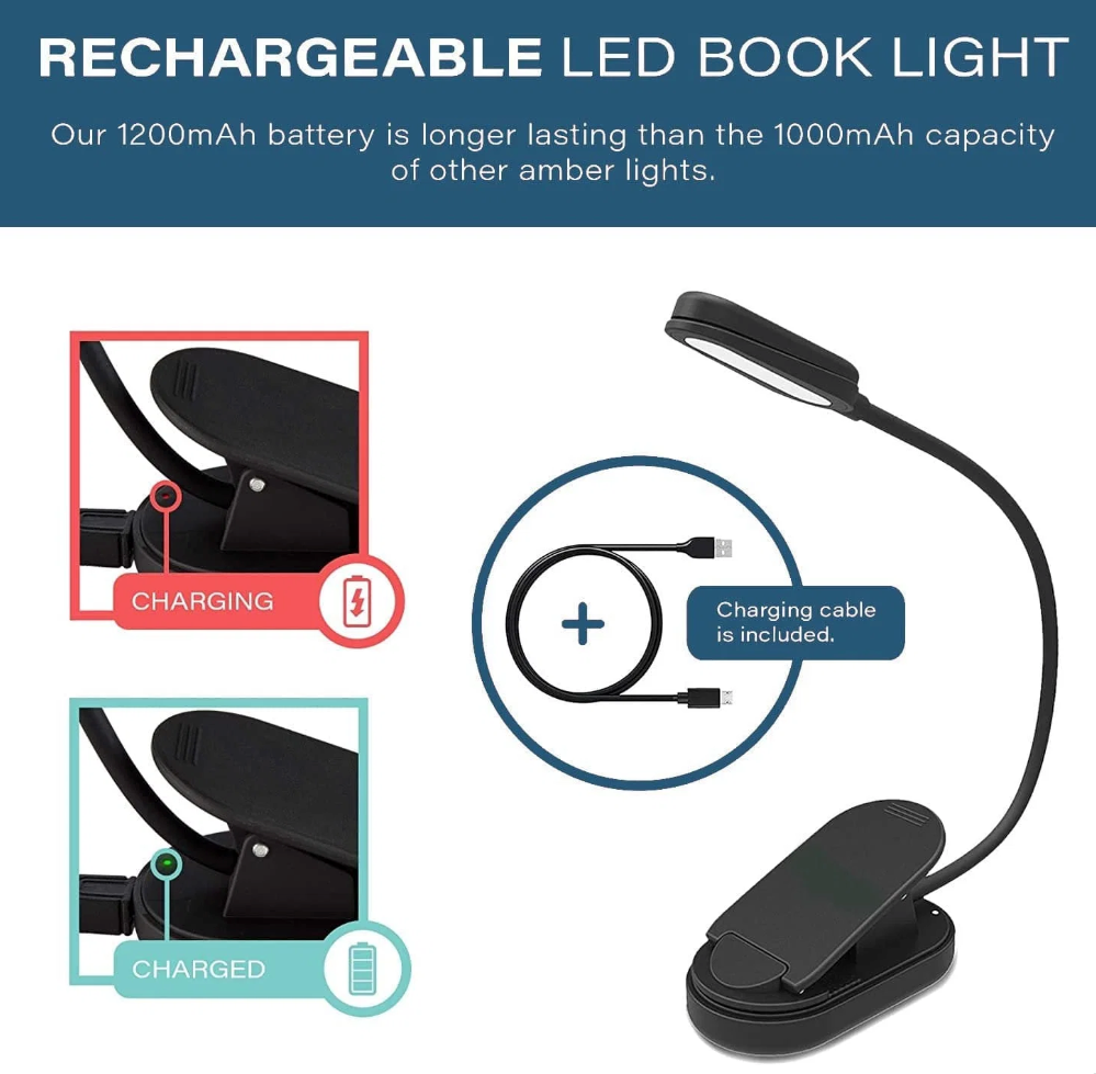 NoBlue Amber Book Light