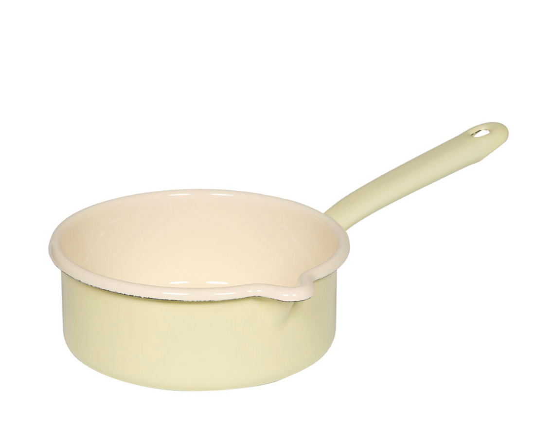 Riess Enamel Saucepan with Spout, Pastel Range - 1L Yellow image 0