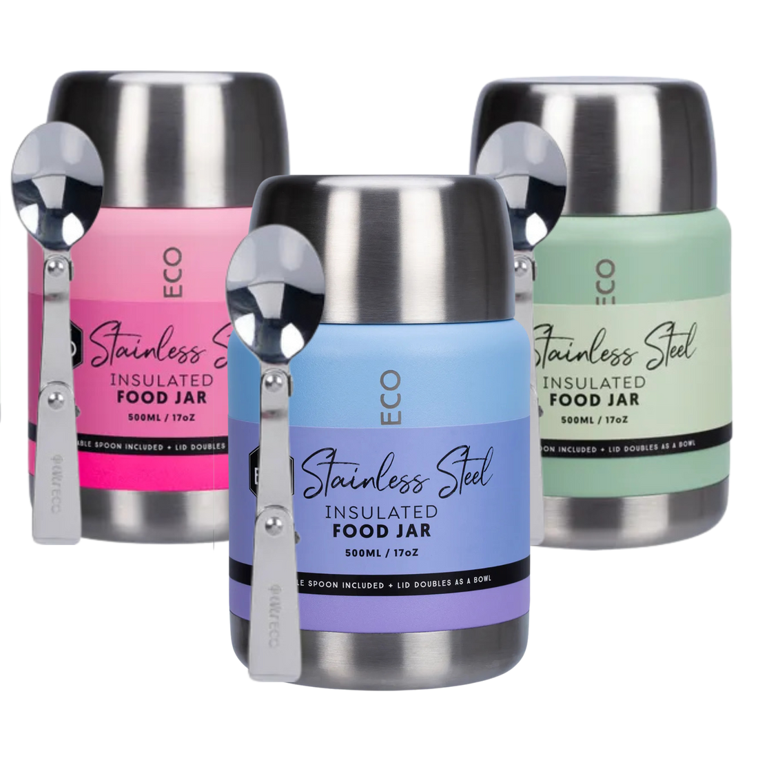 Ever Eco – Insulated Stainless Steel Food Jar with Foldable Spoon & Bowl, 500ml