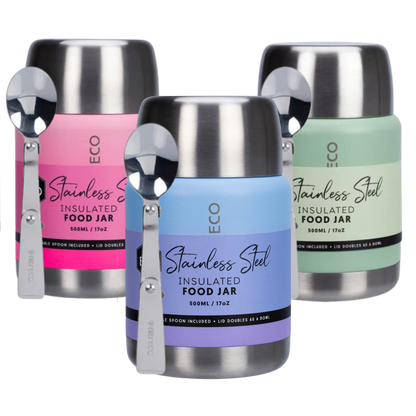 Ever Eco – Insulated Stainless Steel Food Jar with Foldable Spoon &amp; Bowl, 500ml