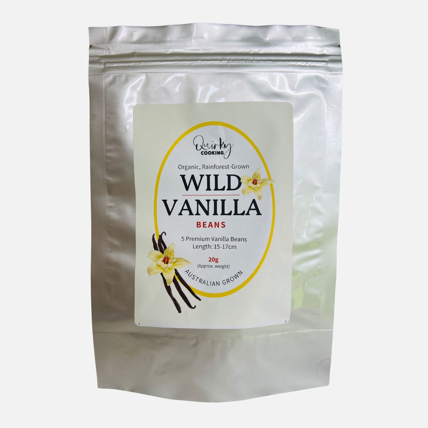Quirky Cooking Organic, Rainforest-Grown Wild Vanilla Beans (5 Premium 15-17cm Beans) image 2