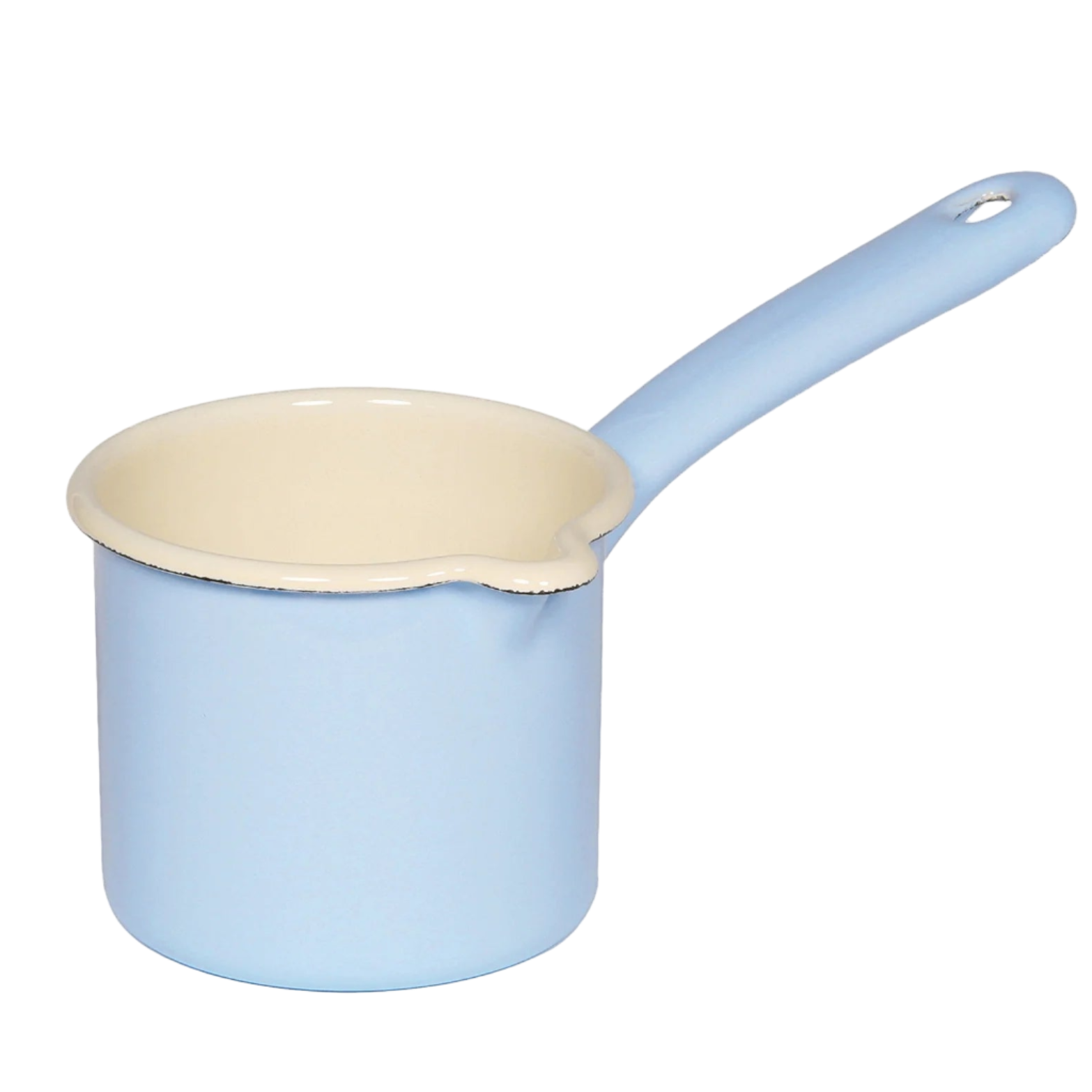 Riess Enamel Milk Pan with Long Handle, Pastel Range - 500ml Light Blue
