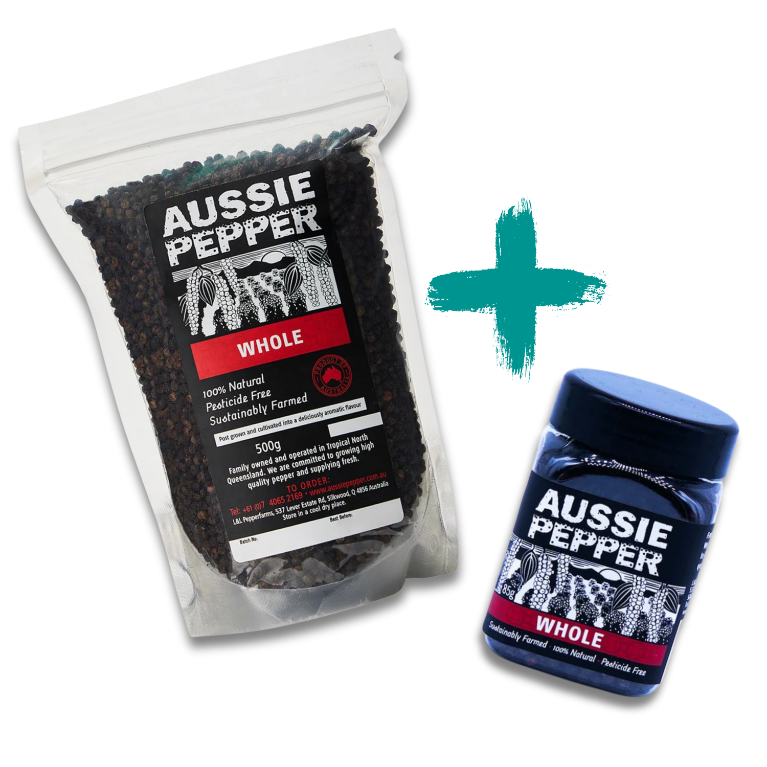 Aussie Pepper, Whole Bundle - 85g Shaker + 500g Bag